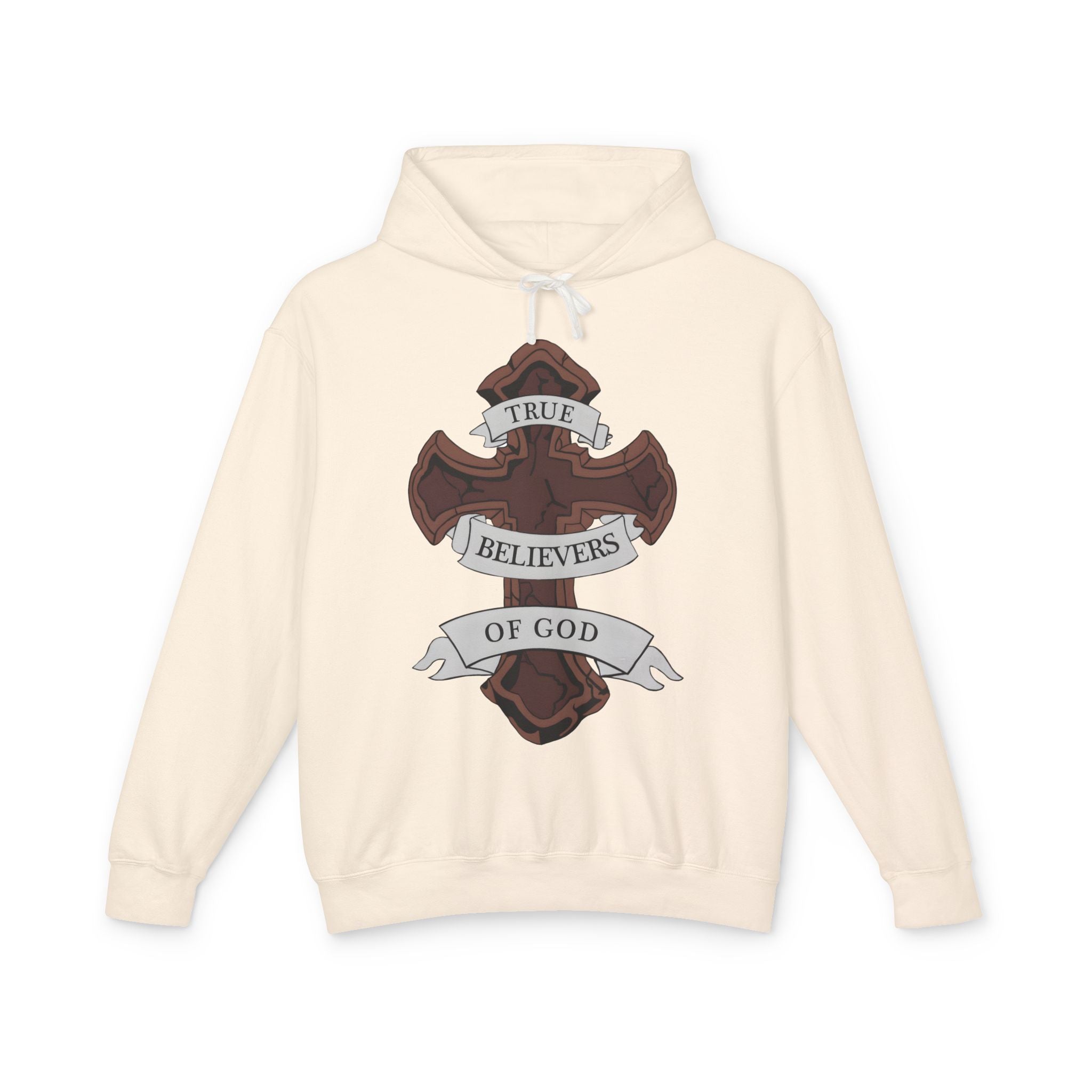 True Believers of God Hoodie — Christian Cross Sweatshirt with Joshua 1:9 Inspirational Quote