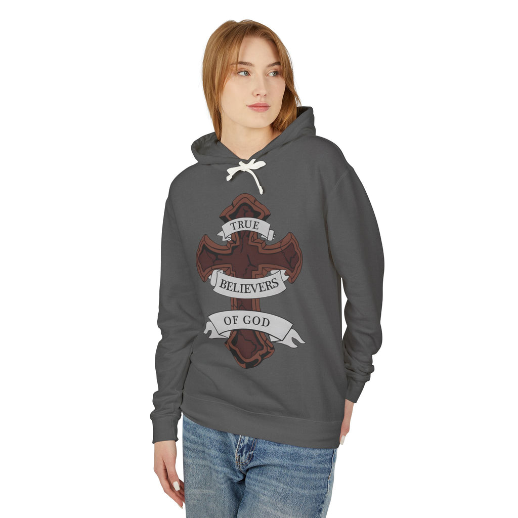 True Believers of God Hoodie — Christian Cross Sweatshirt with Joshua 1:9 Inspirational Quote