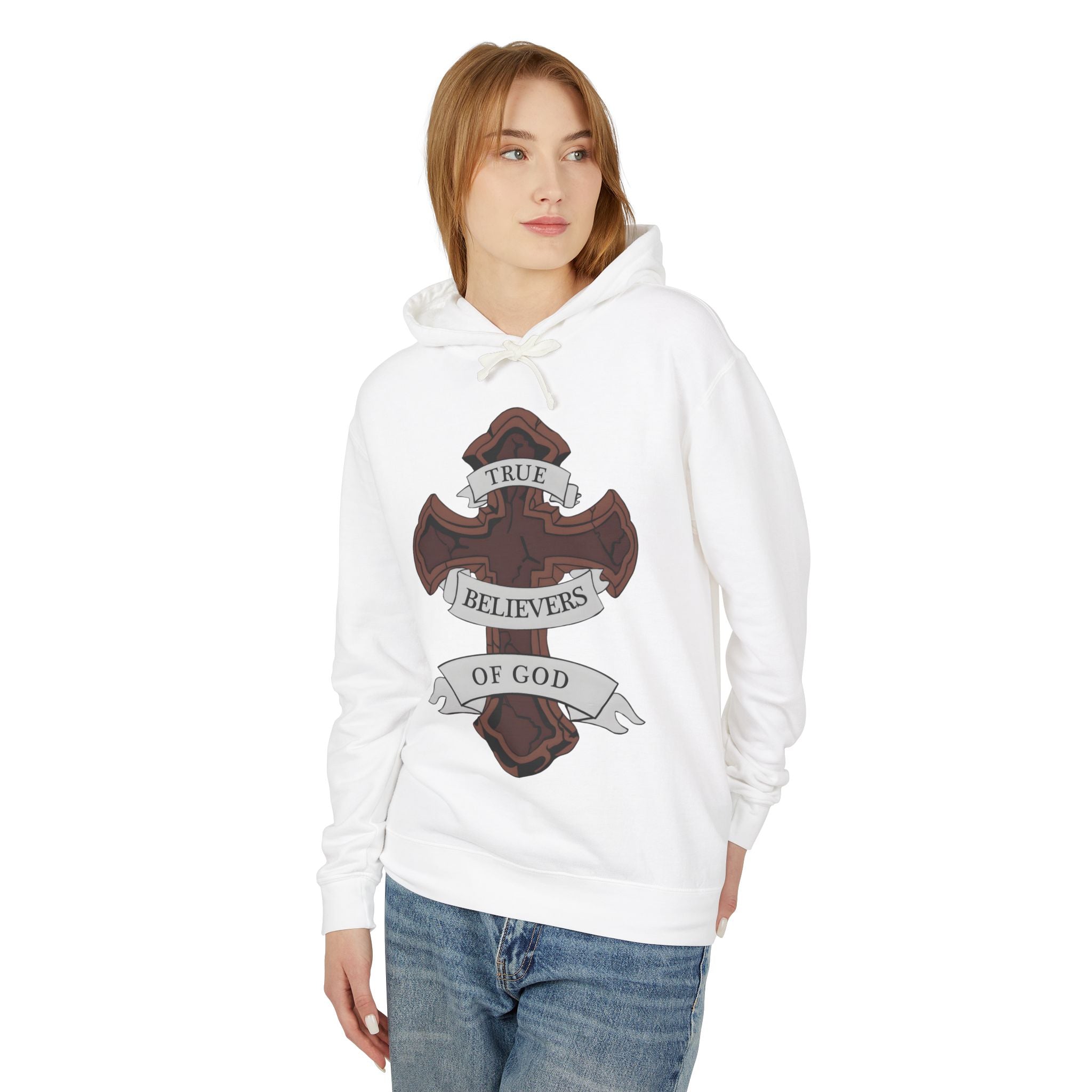 True Believers of God Hoodie — Christian Cross Sweatshirt with Joshua 1:9 Inspirational Quote