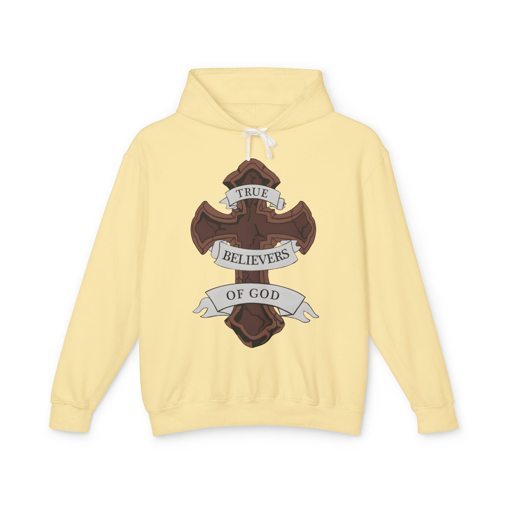 True Believers of God Hoodie — Christian Cross Sweatshirt with Joshua 1:9 Inspirational Quote