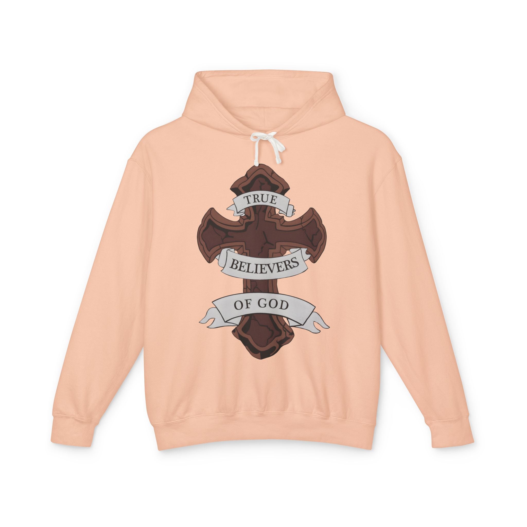 True Believers of God Hoodie — Christian Cross Sweatshirt with Joshua 1:9 Inspirational Quote